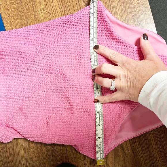 Veronica Beard Salis swimsuit one piece pink textured deep V Halter Tie Size XS - Picture 15 of 15